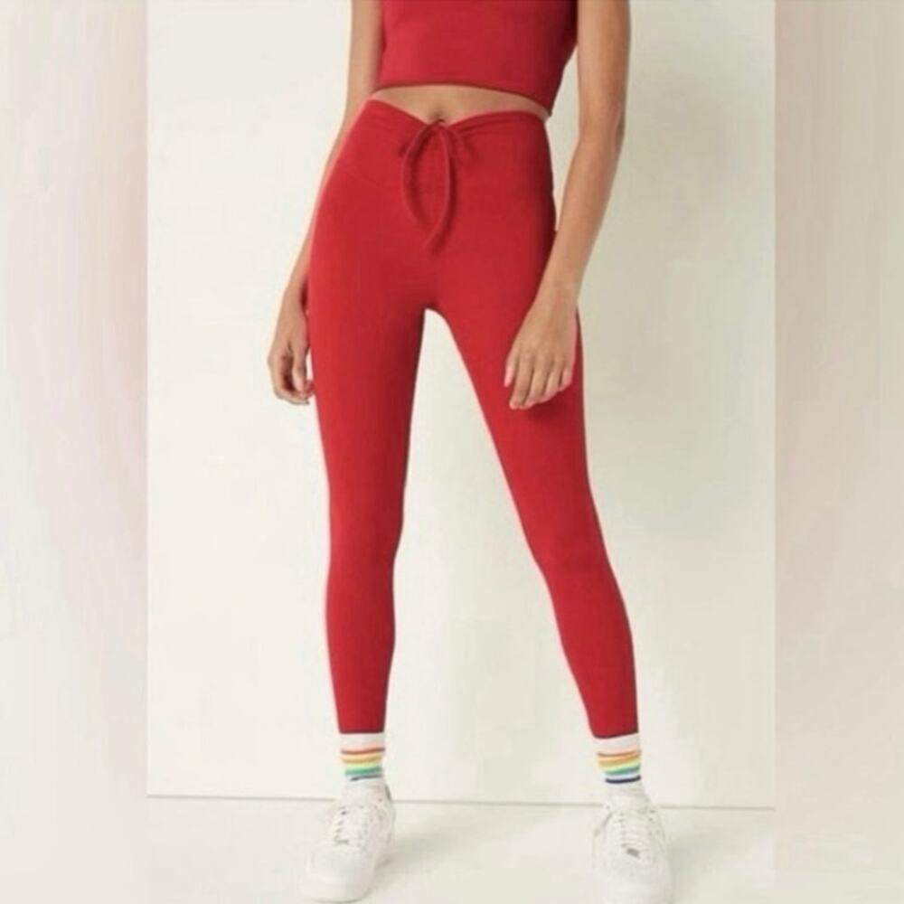 Victoria's Secret PINK Active High Waist Full Length Ruched V Legging Red M NWT